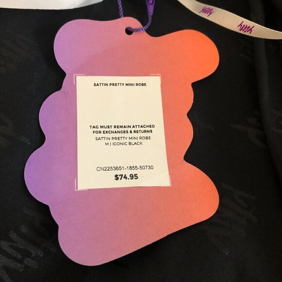 YITTY Robe Women's Satin Pretty Mini Size Medium Iconic Black - Picture 10 of 12